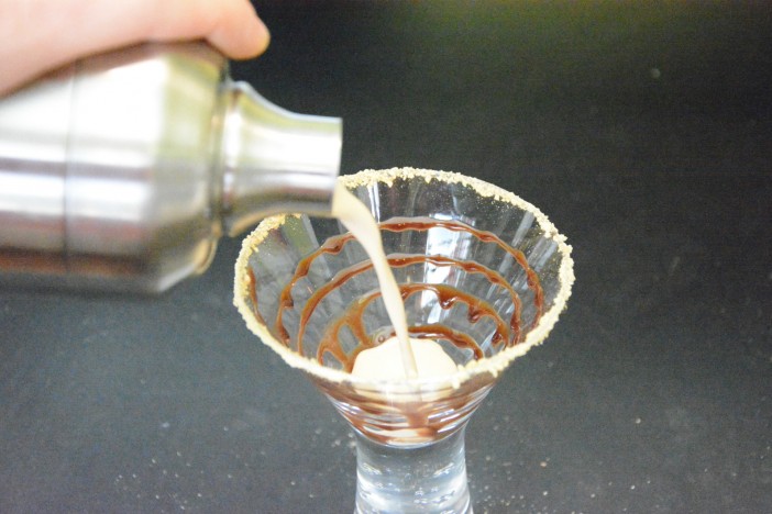 pouring chocolate martini