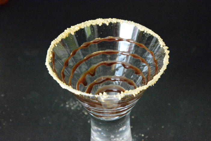 Rimmed and drizzled martini glass